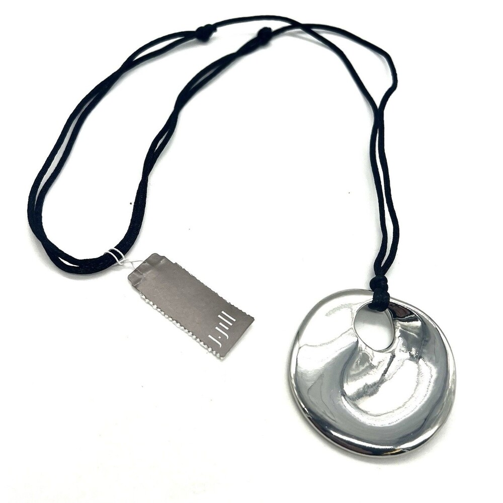 J.JILL LARGE SILVER PENDANT NECKLACE 16”-28" NWT $39